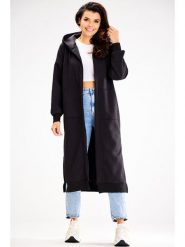 Awama Płaszcz dresowy w kolorze czarnym rozmiar: S/M. Czarne płaszcze damskie Awama, m, bez wzorów, z dresówki. Za 134.85 zł.