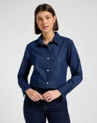 DAMSKA KOSZULA JEANSOWA LEE CLASSIC SHIRT NOT MY TYPE 112370960. Koszule damskie Lee, s, bez wzorów, z jeansu, bez kołnierzyka, bez ramiączek. Za 199.99 zł.