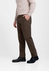 Spodnie chinosy, Regular Fit, R-PATT. Brązowe spodnie materiałowe męskie Volcano, bez wzorów, z materiału, klasyczne. Za 179.99 zł.