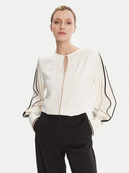 BOSS Bluzka Banariah 50546147 Écru Regular Fit. Bluzki damskie Boss, bez wzorów, z wiskozy, bez kołnierzyka, bez ramiączek. Za 659.99 zł.