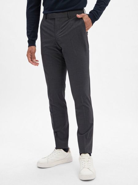 BOSS Męskie spodnie z wełny dziewiczej Baukasten - H-Gio-MM-C-NF Mężczyźni Slim Fit szary jednolity, 94. Szare spodnie materiałowe męskie Boss, bez wzorów, z wełny. Za 599.95 zł.