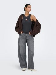 JDY Top "Tulle Life" w kolorze czarnym rozmiar: XS. Czarne topy damskie JDY, xs, bez wzorów, z bawełny, bez kołnierzyka. Za 59.95 zł.