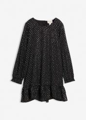 Sukienka szyfonowa. Czarne sukienki dziewczęce bonprix, bez wzorów, z szyfonu, bez ramiączek. Za 117.99 zł.