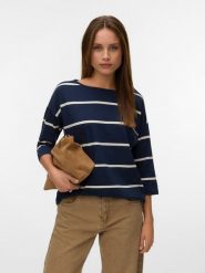 Vero Moda Bluzka w kolorze granatowym rozmiar: S. Niebieskie bluzki damskie Vero Moda, s, bez wzorów, z bawełny, bez kołnierzyka, bez ramiączek. Za 56.79 zł.