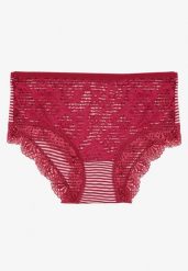 Bordowe Bawełniane Majtki Figi z Koronką Wexne. Czerwone figi damskie Born2be, l, bez wzorów, z bawełny. Za 4.99 zł.