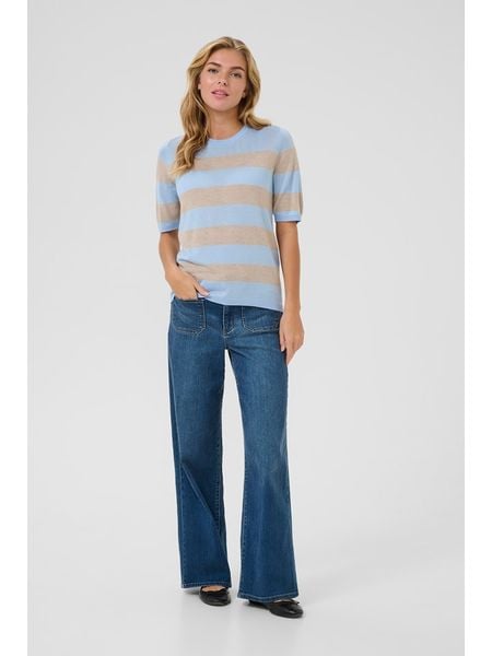 Kaffe Koszulka dzianinowa w kolorze błękitnym rozmiar: M. Niebieskie bluzki damskie Kaffe, m, bez wzorów, z dzianiny, bez kołnierzyka. Za 69.58 zł.