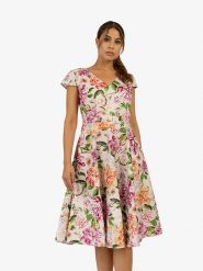 APART Sukienka w kolorze beżowym ze wzorem rozmiar: 36. Brązowe sukienki damskie Apart, bez wzorów, bez kołnierzyka, bez ramiączek, midi. Za 208.99 zł.