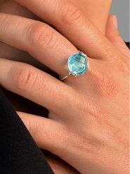 OR Carats Złoty pierścionek z kamieniem szlachetnym rozmiar: 60. Niebieskie pierścionki damskie OR Carats, z topazem, złote. Za 869.99 zł.