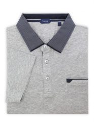 Szara elastyczna męska koszulka polo Tris Line - KP29. Szare koszulki polo męskie m, bez wzorów, z bawełny, bez ramiączek. W wyprzedaży za 148.50 zł.