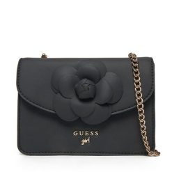 Torebka Guess. Czarne torebki klasyczne damskie Guess, z aplikacjami, wizytowe, bez kołnierzyka, bez ramiączek. Za 149.99 zł.