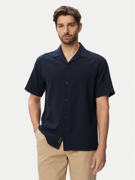 Jack & Jones Koszula Global Waffle Resort 12295551 Granatowy Relaxed Fit. Niebieskie koszule męskie Jack & Jones, m, bez wzorów, z bawełny, bez kołnierzyka, bez ramiączek. Za 89.99 zł.