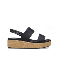 Sandały dla Kobiet Crocs Brooklyn Cork Low Wedge. Brązowe sandały damskie Crocs, bez wzorów, z materiału, bez obcasa, na koturnie. Za 231.99 zł.