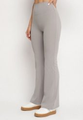 Jasnoszare Legginsy Typu Dzwony z Wysokim Stanem Orralise. Szare legginsy damskie Born2be, m, bez wzorów, z jeansu. Za 64.99 zł.