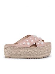 Eva Minge Espadryle EM-14-07-000733 Różowy. Czerwone espadryle damskie Eva Minge, bez wzorów, ze skóry, bez obcasa. Za 499.99 zł.
