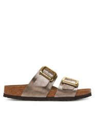 Birkenstock Klapki Sydney Cushion Buckle 1029372 Złoty. Żółte klapki damskie Birkenstock, bez wzorów, ze skóry, bez obcasa. Za 429.99 zł.