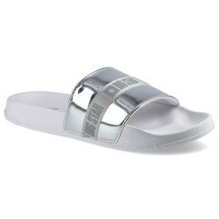 Srebrne Klapki Big Star Modne Damskie Buty Na Lato. Szare klapki damskie Big Star, z aplikacjami, z materiału, bez obcasa. Za 53.00 zł.