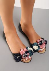 Czarne Balerinki Meliski Peep Toe z Kwiatową Aplikacją Idalina. Czarne baleriny damskie Renee, z aplikacjami, bez obcasa. Za 44.99 zł.