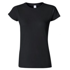 Koszulka Damska Krótki Rękaw Soft Style. Czarne bluzki damskie Gildan, xl, bez wzorów, sportowe, bez kołnierzyka, bez ramiączek. Za 28.99 zł.
