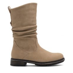 Botki Clara Barson. Brązowe botki damskie Clara Barson, bez obcasa, na płaskiej podeszwie, bez zapięcia. Za 169.99 zł.