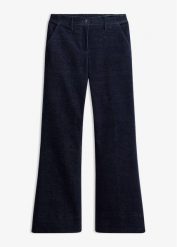 Spodnie ze sztruksowego aksamitu. Niebieskie spodnie materiałowe damskie bonprix, bez wzorów, ze sztruksu, eleganckie. Za 179.99 zł.