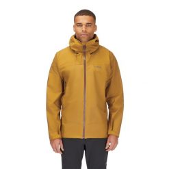Kurtka przeciwdeszczowa męska Rab Namche GTX Jacket z kapturem. Żółte kurtki męskie RAB, m, bez wzorów, sportowe, z kapturem. Za 1,069.99 zł.