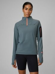 4F Bluza trekkingowa slim bez kaptura damska - khaki XL. Brązowe bluzy bez kaptura damskie 4f, l. Za 179.99 zł.