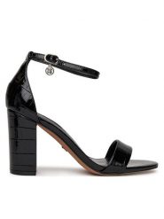 Nine West Sandały S4SH1823-01 Czarny. Czarne sandały damskie Nine West, bez wzorów, z materiału, bez obcasa, na słupku. Za 229.99 zł.