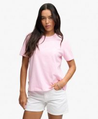 Superdry Damska koszulka Essential Logo haftowana z bawełny organicznej. Czerwone t-shirty damskie Superdry., bez wzorów, z bawełny, bez ramiączek. Za 122.30 zł.