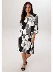 Aniston Sukienka w kolorze czarno-białym rozmiar: 44. Czarne sukienki damskie Aniston, na co dzień, bez wzorów, bez kołnierzyka, bez ramiączek, midi, proste. Za 252.99 zł.