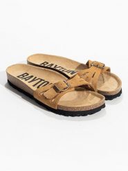 BACKSUN Skórzane klapki "Athena" w kolorze jasnobrązowym rozmiar: 40. Brązowe klapki damskie Backsun, bez wzorów, ze skóry, bez obcasa. Za 139.95 zł.