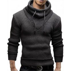Męski sweter ABRAM GRAFIT. Szare swetry męskie Męski sweter ABRAM GRAFIT, l, bez wzorów, bez kołnierzyka. W wyprzedaży za 99.00 zł.