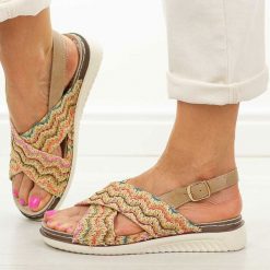 Multi płaskie sandały damskie Potocki 90374. Sandały damskie POTOCKI, bez wzorów, z jeansu, bez obcasa, na płaskiej podeszwie. Za 149.00 zł.