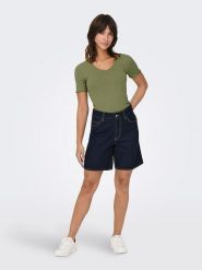 JDY Koszulka w kolorze khaki rozmiar: L. Brązowe t-shirty damskie JDY, l, bez wzorów, z bawełny, bez kołnierzyka. Za 39.49 zł.