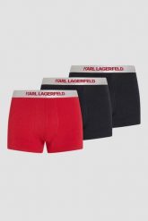 KARL LAGERFELD Komplet czarno-czerwonych bokserek Metallic 3PACK. Czarne bokserki męskie Karl Lagerfeld, bez wzorów. W wyprzedaży za 119.99 zł.