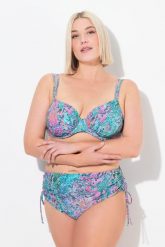Damskie Bikini wężowa skóra miseczki z fiszbinami regulowane podwójne ramiączko. Zielone bikini damskie Ulla Popken, bez wzorów, plus size. Za 191.99 zł.