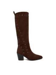 DeeZee Kozaki CEO-HY900735-5 Brązowy. Brązowe kozaki damskie DeeZee, z materiału, bez obcasa, na słupku. Za 249.99 zł.