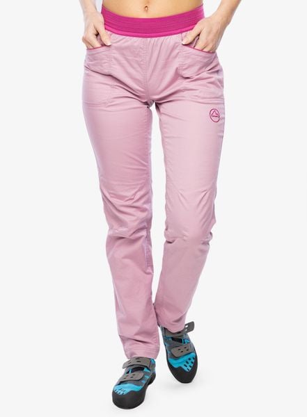 Spodnie wspinaczkowe damskie La Sportiva Itaca Pant. Czerwone spodnie materiałowe damskie La Sportiva, bez wzorów, z bawełny, z podwyższonym stanem. Za 291.49 zł.