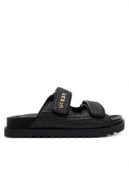 Guess Klapki Fadeliza FLJFDE FAP19 Czarny. Czarne klapki damskie Guess, z aplikacjami, z tworzywa sztucznego, bez obcasa. Za 399.99 zł.