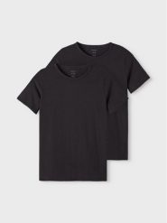 NAME IT Komplet 2 t-shirtów 13209164 Czarny Slim Fit. Czarne t-shirty chłopięce Name it, bez wzorów, z bawełny, bez ramiączek. Za 49.99 zł.