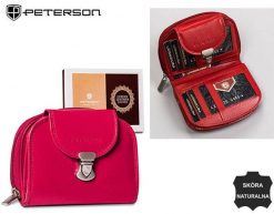 Portfel skórzany Peterson PTN RD-28-GCL czerwony. Czerwone portfele damskie Peterson, bez wzorów, ze skóry. Za 87.98 zł.