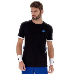 Koszulka tenisowa męska Lotto Squadra III Tee. Czarne t-shirty sportowe męskie Lotto, m, z materiału, bez ramiączek, na fitness i siłownię. Za 145.00 zł.