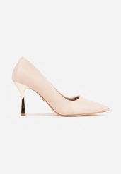 Beżowe Szpilki VICES z Wkładką ze Skóry Naturalnej i Metalicznym Akcentem Oshiera. Brązowe szpilki Born2be, z aplikacjami, z jeansu, bez obcasa. Za 99.99 zł.