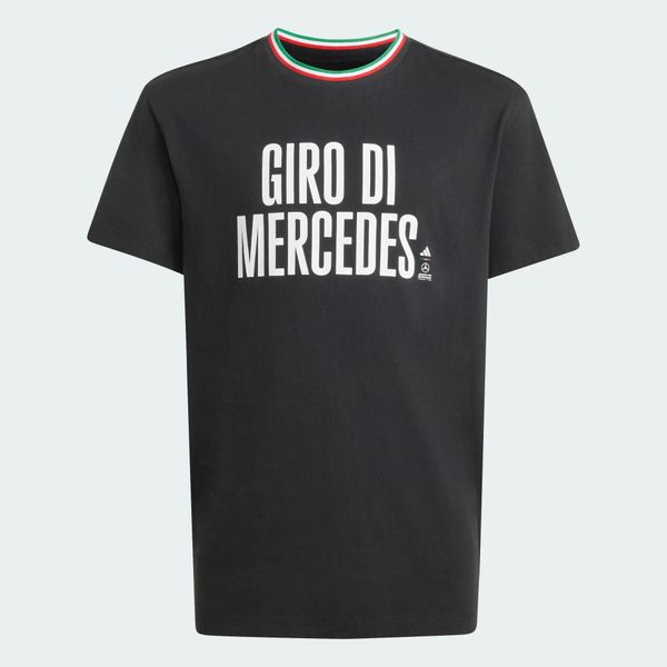 KOSZULKA Z GRAFIKĄ MERCEDES - AMG PETRONAS FORMULA 1 TEAM IMOLA. Czarne t-shirty damskie Adidas, m, bez wzorów, z bawełny, bez kołnierzyka. Za 79.95 zł.