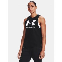 Koszulka damska tank top UNDER ARMOUR 1356297 bez rękawów. Czarne topy damskie Under Armour, s, bez wzorów, bez kołnierzyka. W wyprzedaży za 73.70 zł.