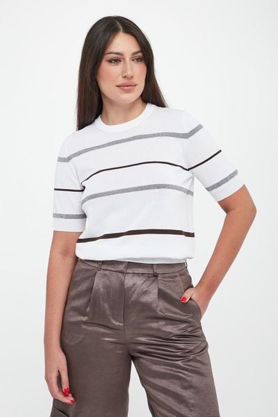 Sweter damski w paski PESERICO. Swetry klasyczne damskie Peserico, bez kołnierzyka. Za 1,629.00 zł.