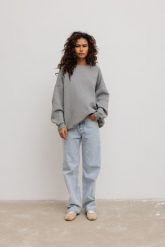 Bluza damska o kroju oversize z HAFTEM w kolorze GREY MELANGE - CRAFT. Szare bluzy bez kaptura damskie Marsala, m, z bawełny. Za 349.90 zł.