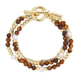 Yokoamii Bransoletka z metalowego stopu w zlocie z kamieniem naturalnym i perla hodowlana Bransoletki 1 ct Damski. Białe bransoletki damskie Yokoamii, metalowe. Za 169.99 zł.