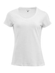 Clique Derby-T Women koszulka z bawełny slub, nowoczesny krój – stone white. Białe t-shirty damskie CLIQUE, xl, bez wzorów, z bawełny, bez kołnierzyka. Za 112.01 zł.