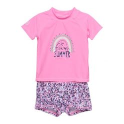 Koszulka + szorty do pływania dziecięce Color Kids Set. Czerwone koszulki dziewczęce Color Kids, bez wzorów, bez ramiączek. Za 79.99 zł.