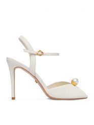 GINO ROSSI Sandały CEO-ROSE-LT2091-W Biały. Białe sandały damskie Gino Rossi, bez wzorów, ze skóry, bez obcasa, na szpilce. Za 399.99 zł.